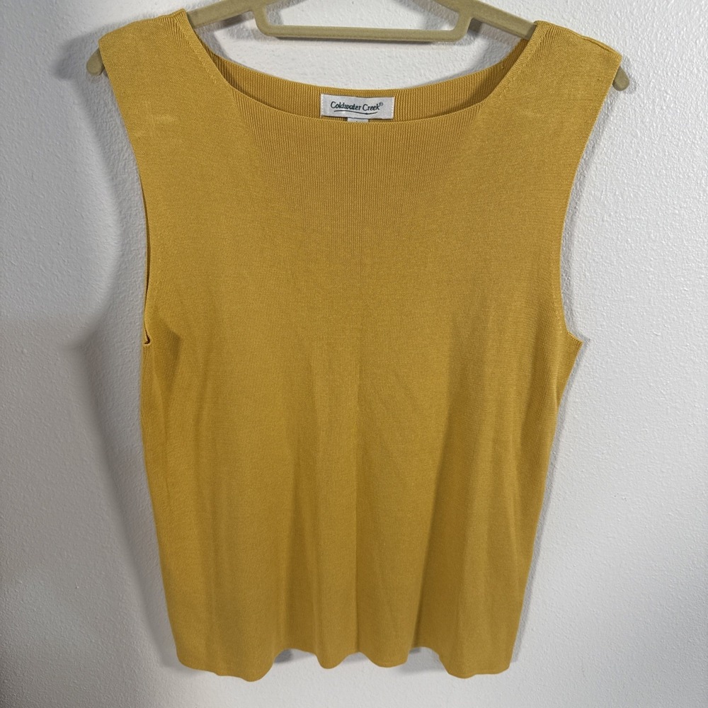 Coldwater Creek Silk Cotton‎ Yellow Sleeveless Top Shell Women's Large P1